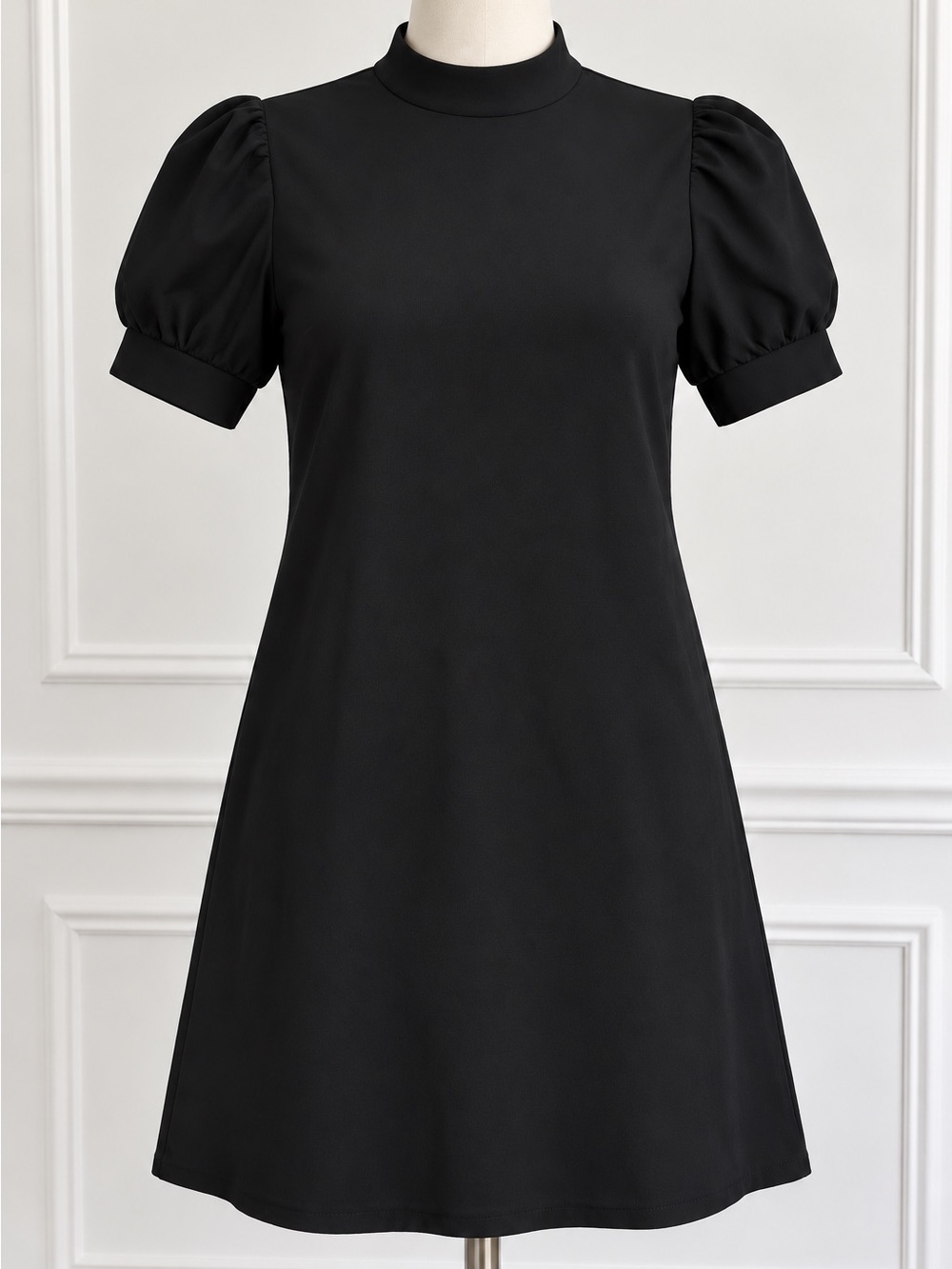 Classic Black Puff-Sleeve Dress - Women